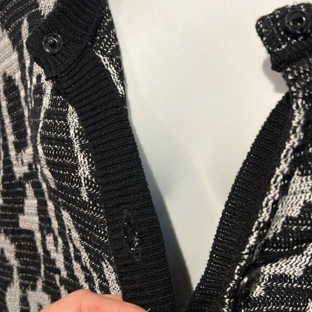 Olsen Europe Black White Patterned Cardigan Size M  10  - Picture 13 of 14